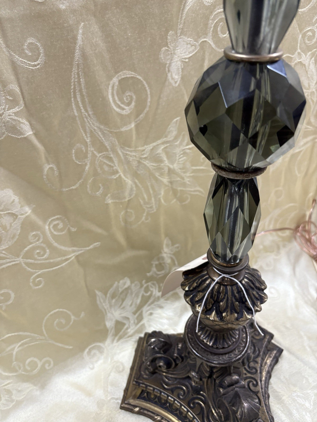 61657  Vintage Mid Century Modern Glass and Metal Table Lamp