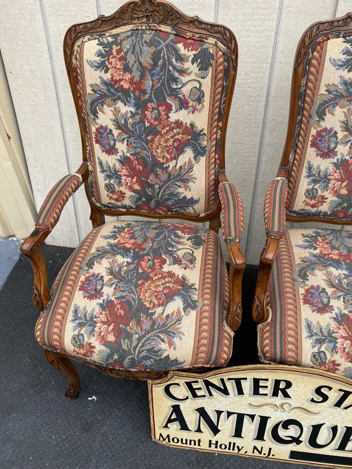 65425   Pair French Country Bergere Armchair Chair