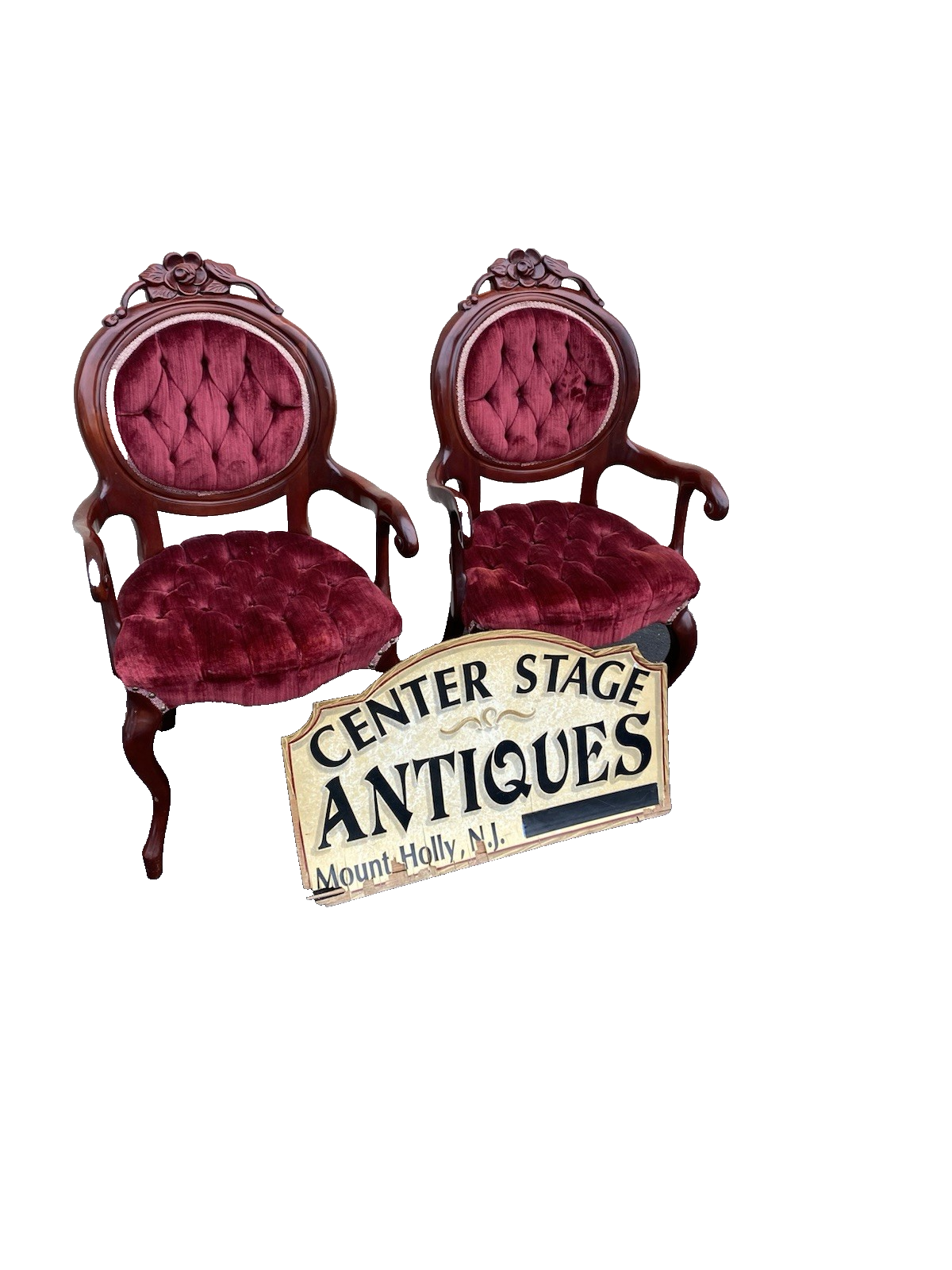 66628 Pair KIMBALL Furniture Mahogany Victorian style Armchair Chair s