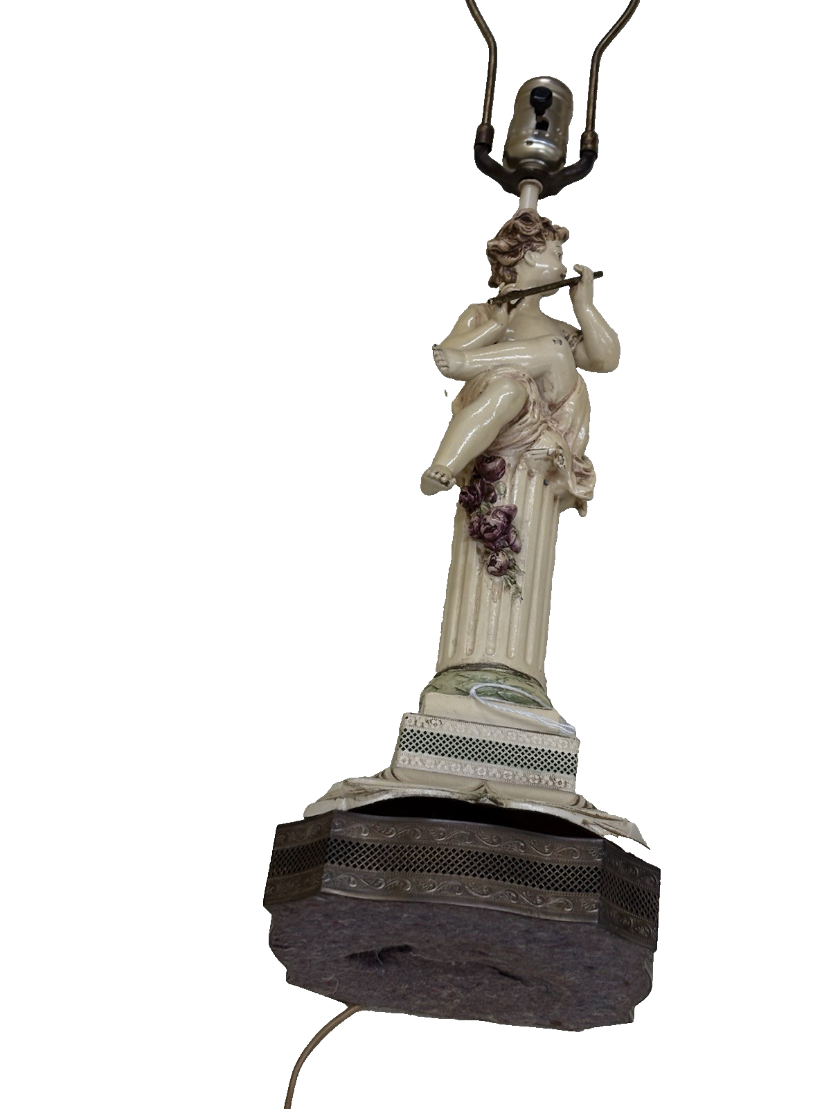 62010  Antique Metal Figural Table Lamp Working