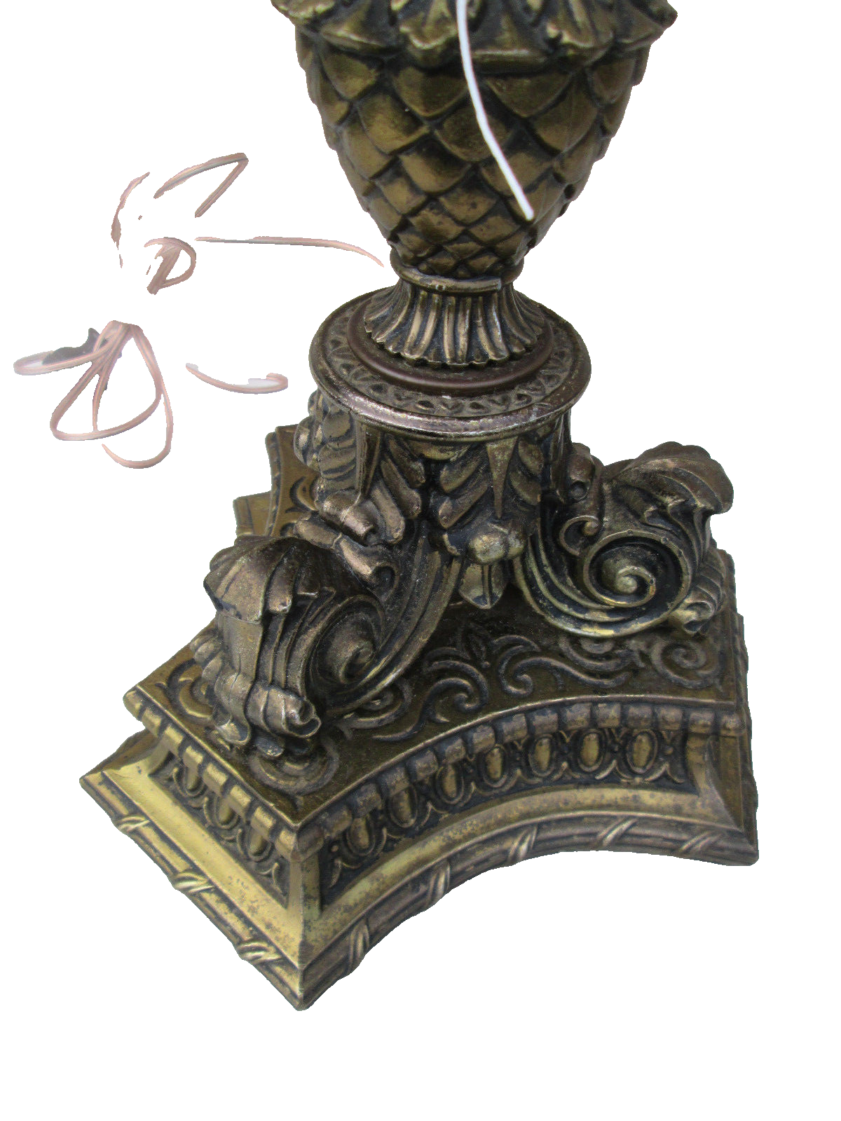 61657  Vintage Mid Century Modern Glass and Metal Table Lamp