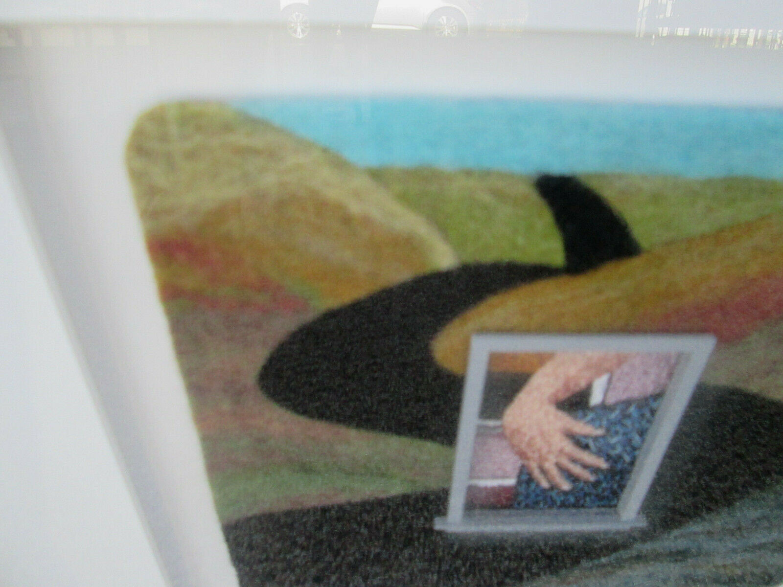 59245  Artist Signed RENEE HARRIS WHATS IN IT FOR ME needlepoint Modern Picture 