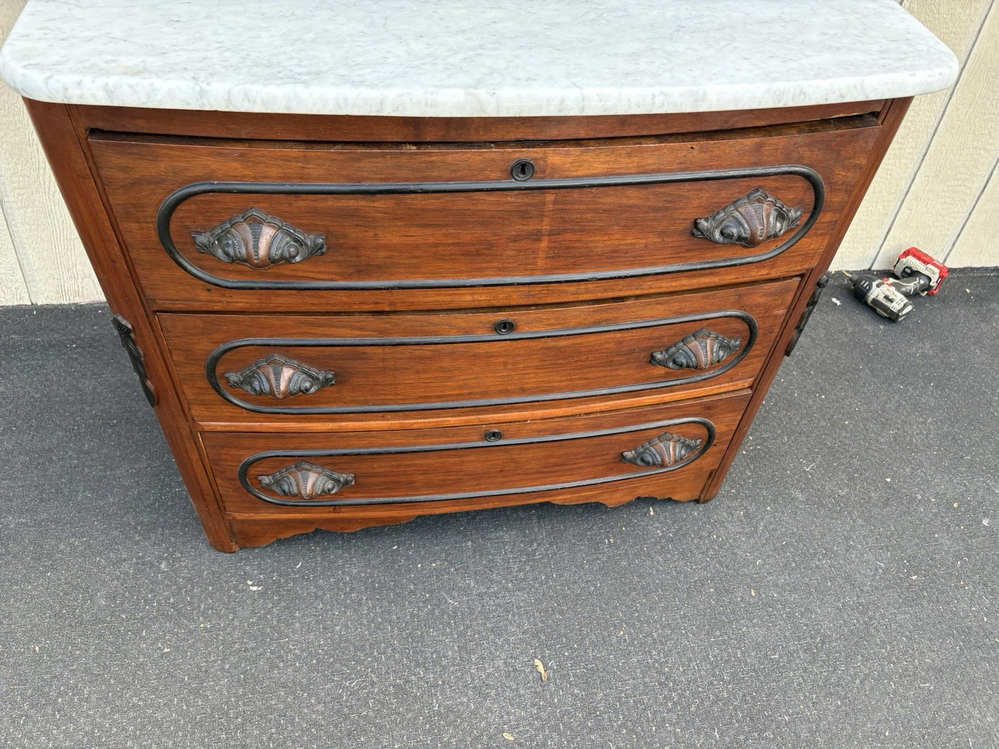 66669  Antique Victorian Marble Top Dresser with Mirror