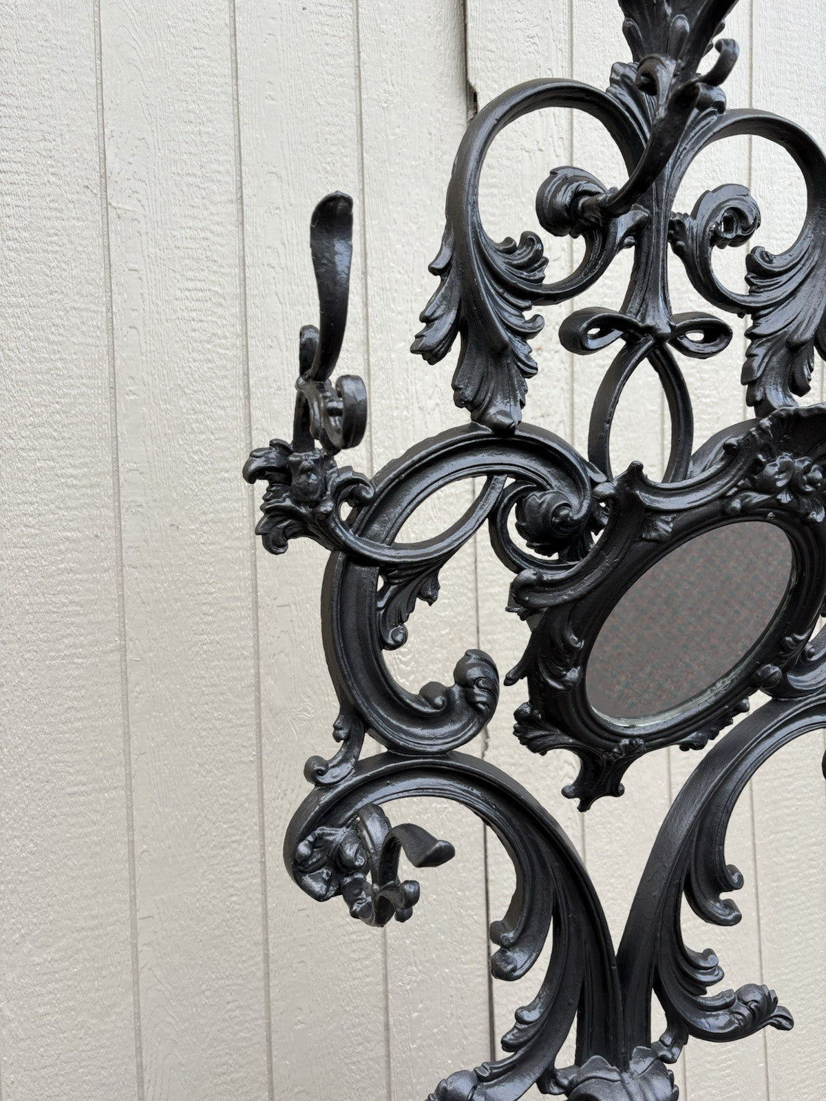 67150 Antique Victorian Cast iron Hat Rall With Mirror and Umbrella holders