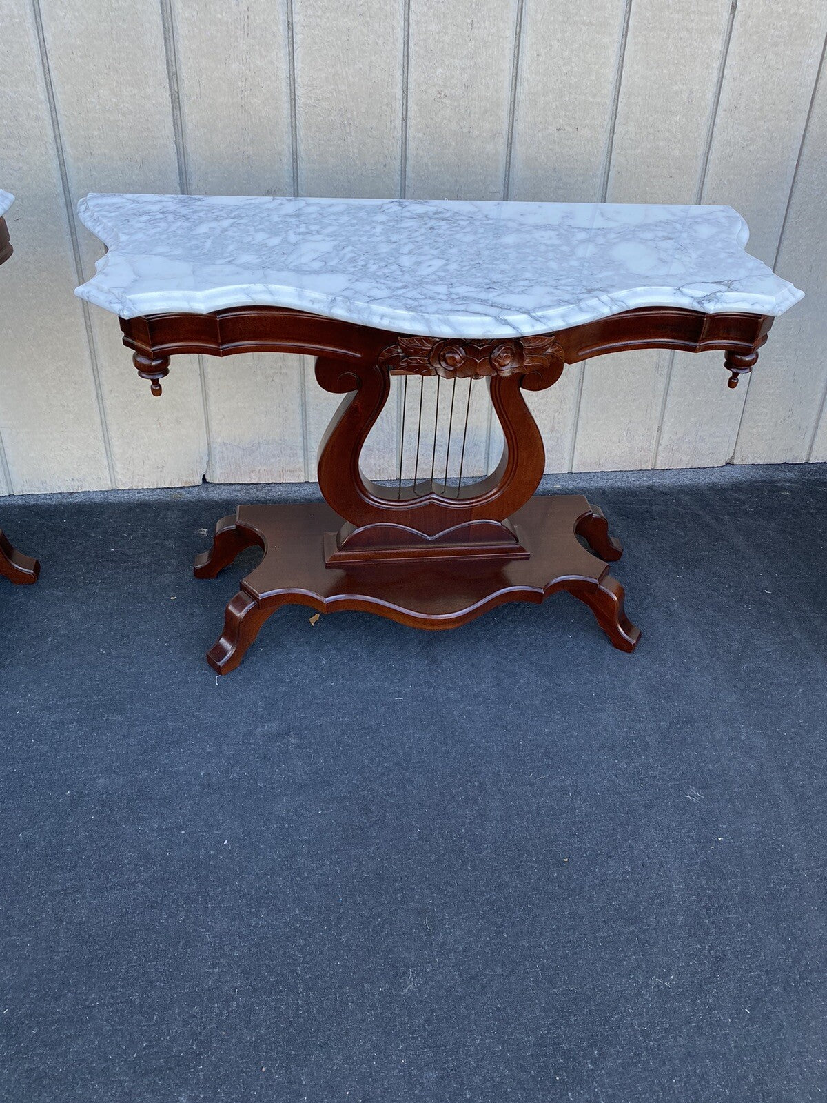 66048 + 66049   PAIR    of  Kimball ?? Marble top Console Table Stand s