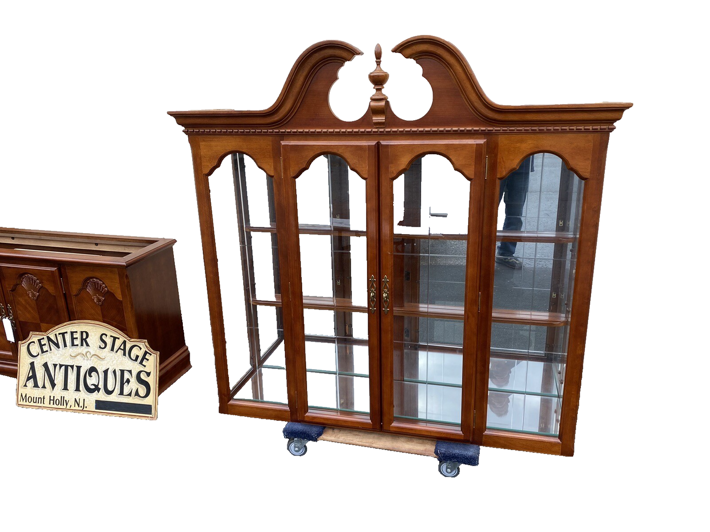 63968  Fancy Mahogany  2 piece China Cabinet Breakfront