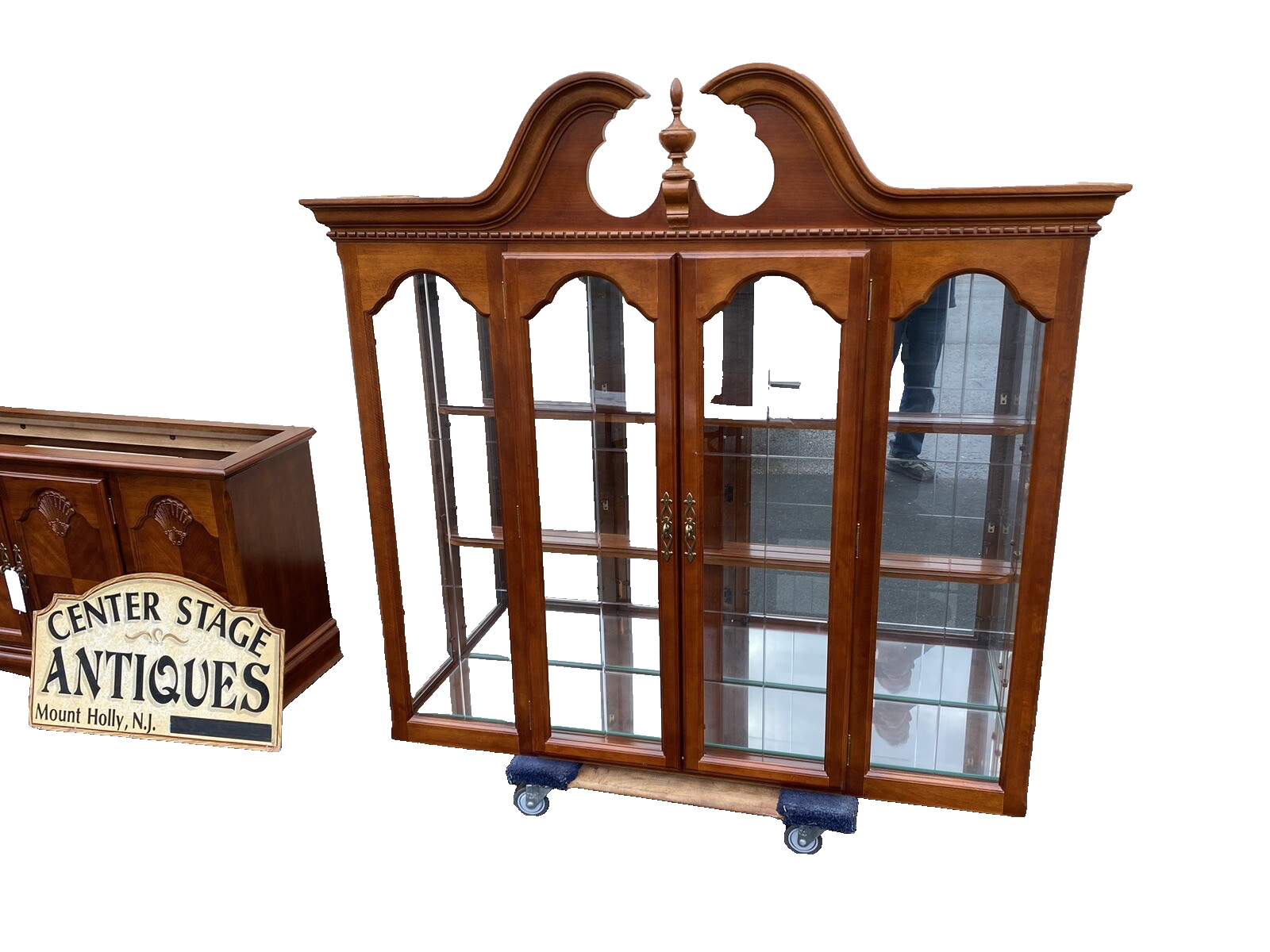 63968  Fancy Mahogany  2 piece China Cabinet Breakfront