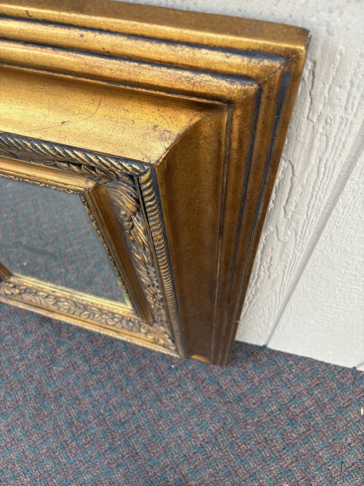 66980  Gold Square Beveled Mirror In Fancy WOOD Picture  Frame