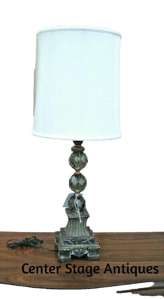 61657  Vintage Mid Century Modern Glass and Metal Table Lamp