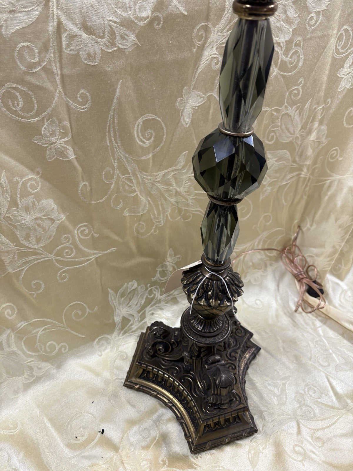 61657  Vintage Mid Century Modern Glass and Metal Table Lamp