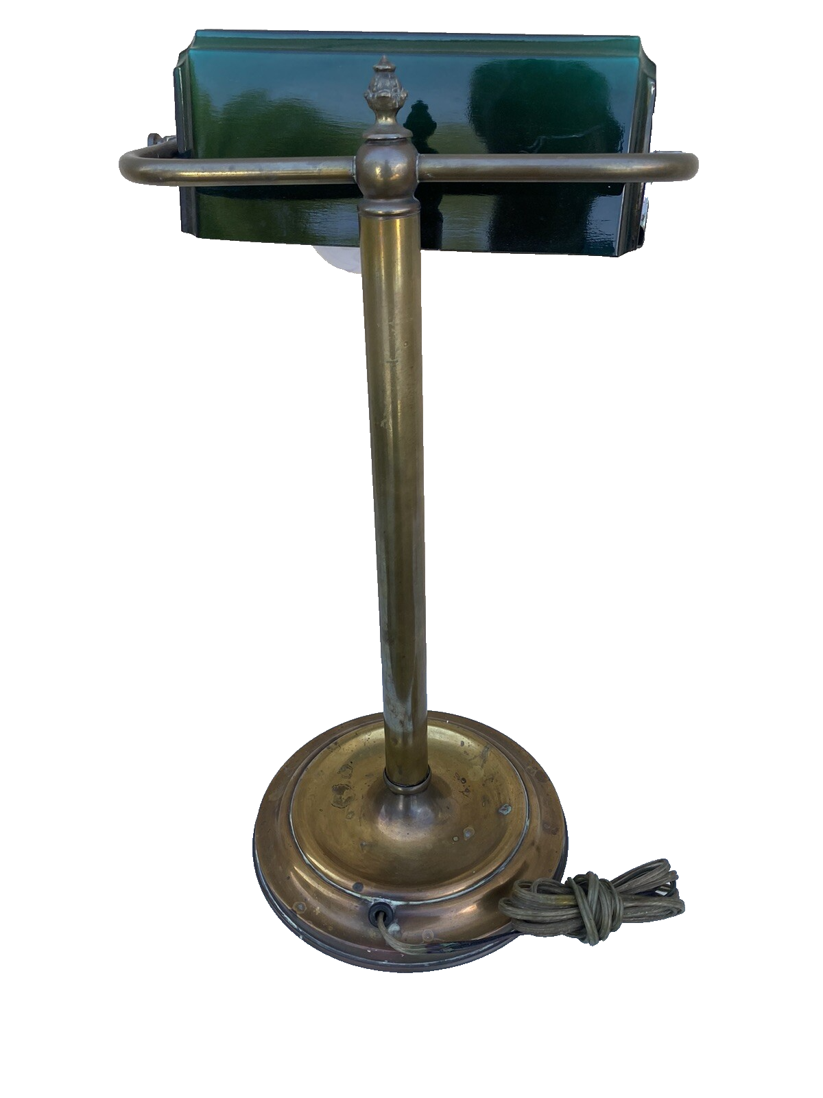 65625 Antique Brass Desk Lamp Light Emerald Shade