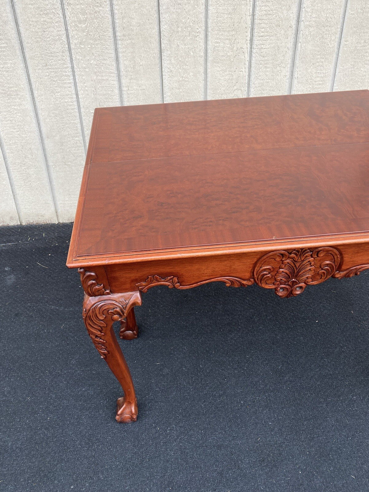 64531 Banded Mahogany  Ball And Claw Foot Carved Flip Top Game ? Dining  Table