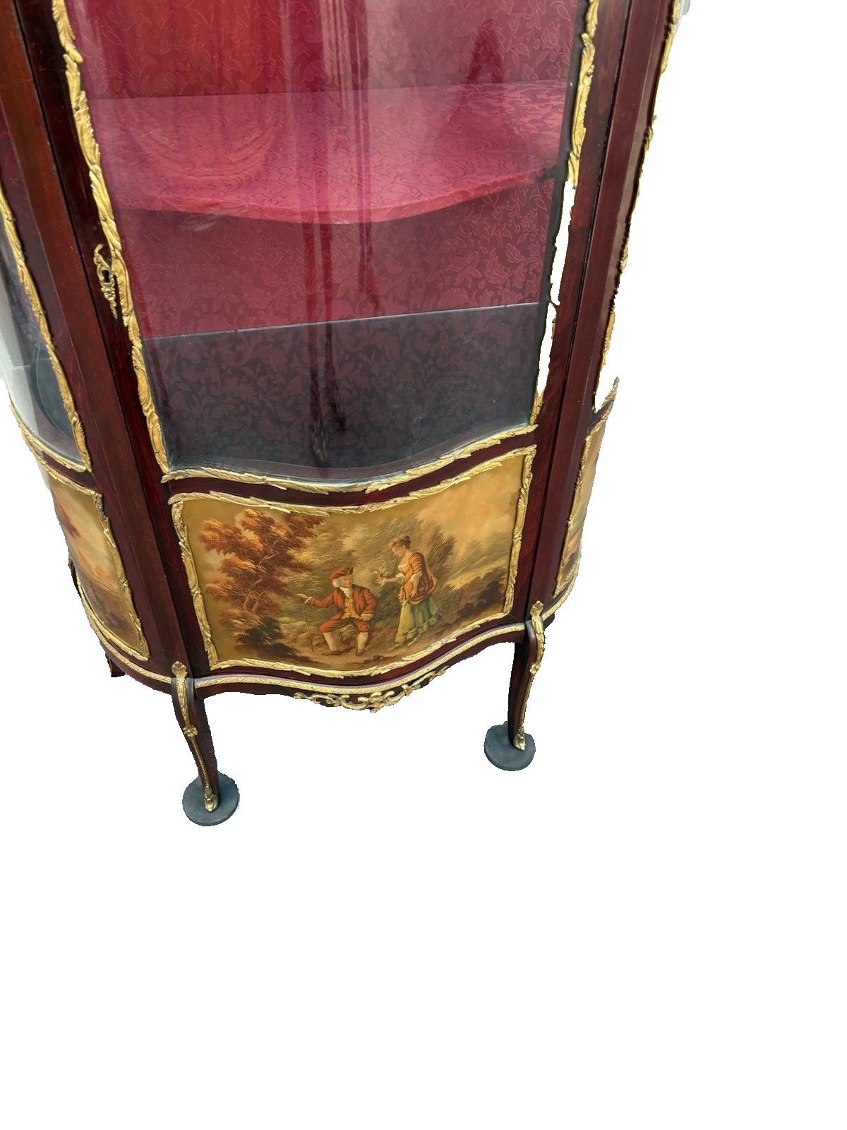 67000 Louis XV Bow Glass Curio China Cabinet with Bronze Ormalu