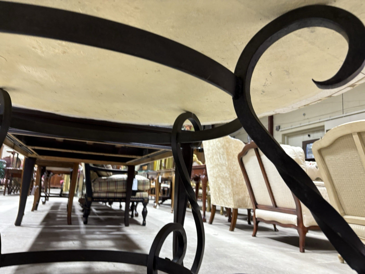 65190   Quality Decorator Cement Top Iron  Table  Dining Kitchen Table