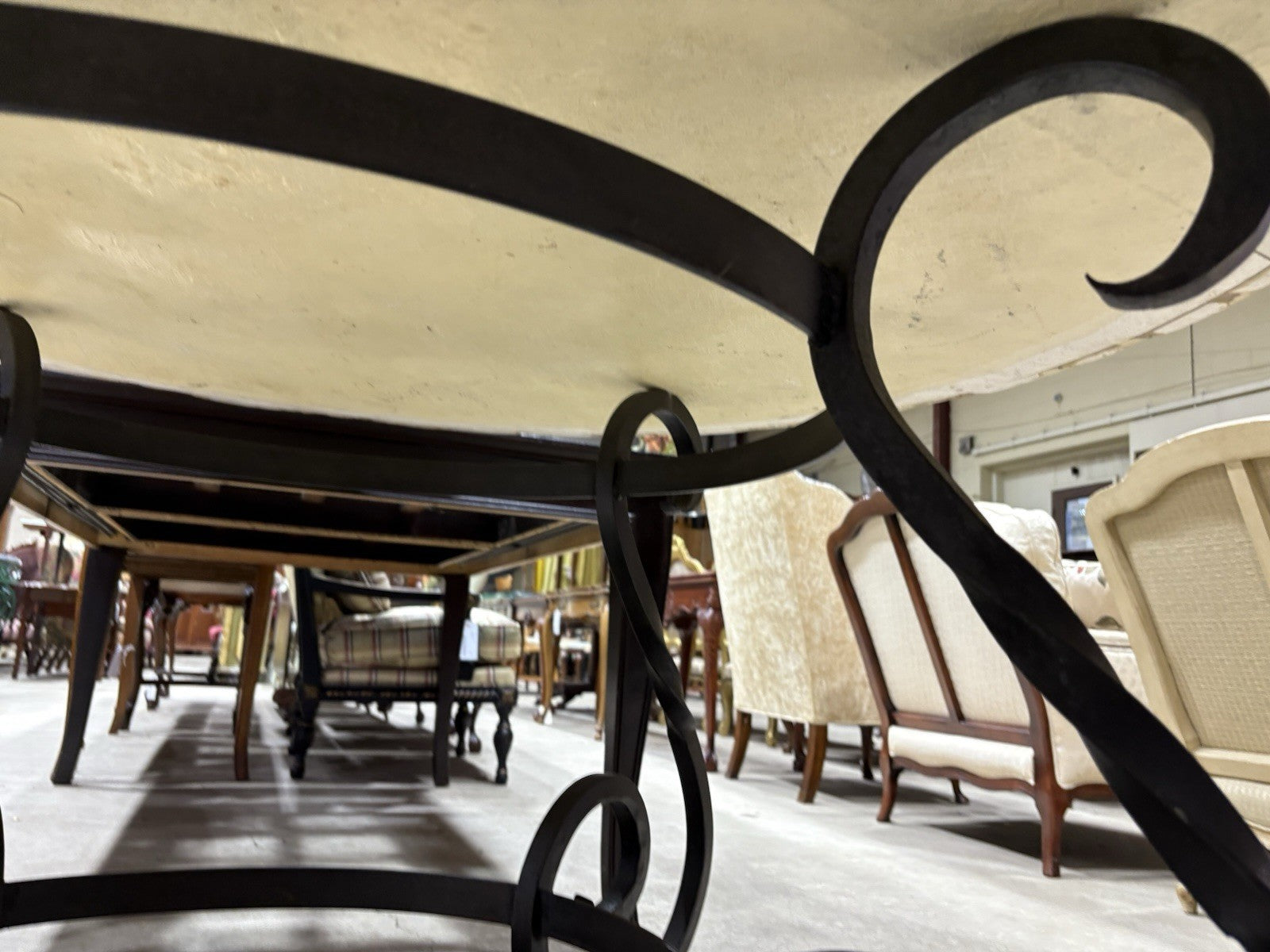 65190   Quality Decorator Cement Top Iron  Table  Dining Kitchen Table