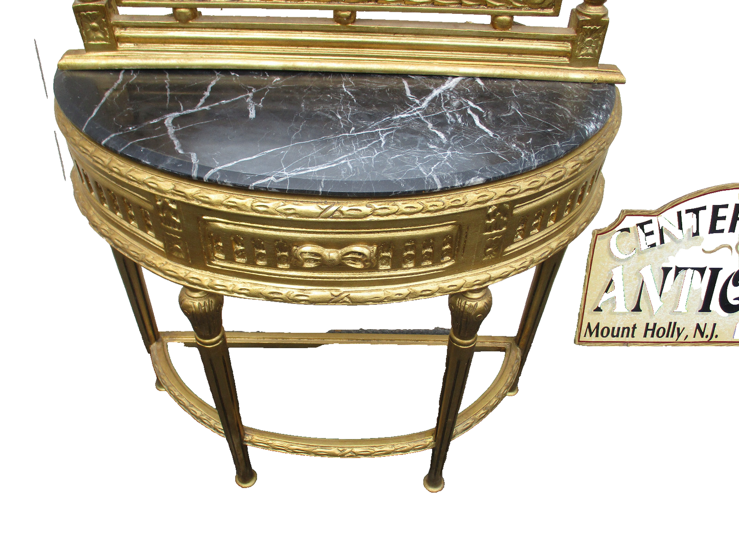 64439 Gold Decorator Console Table with Mirror