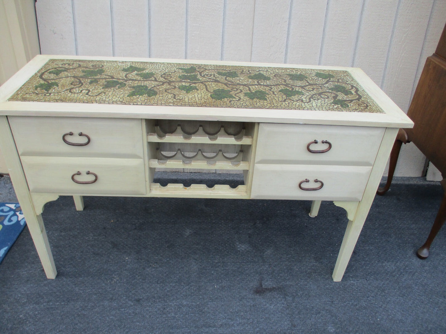 63569 Quality Decorator Sideboard Server Cabinet with Wine Rack Factory Finish