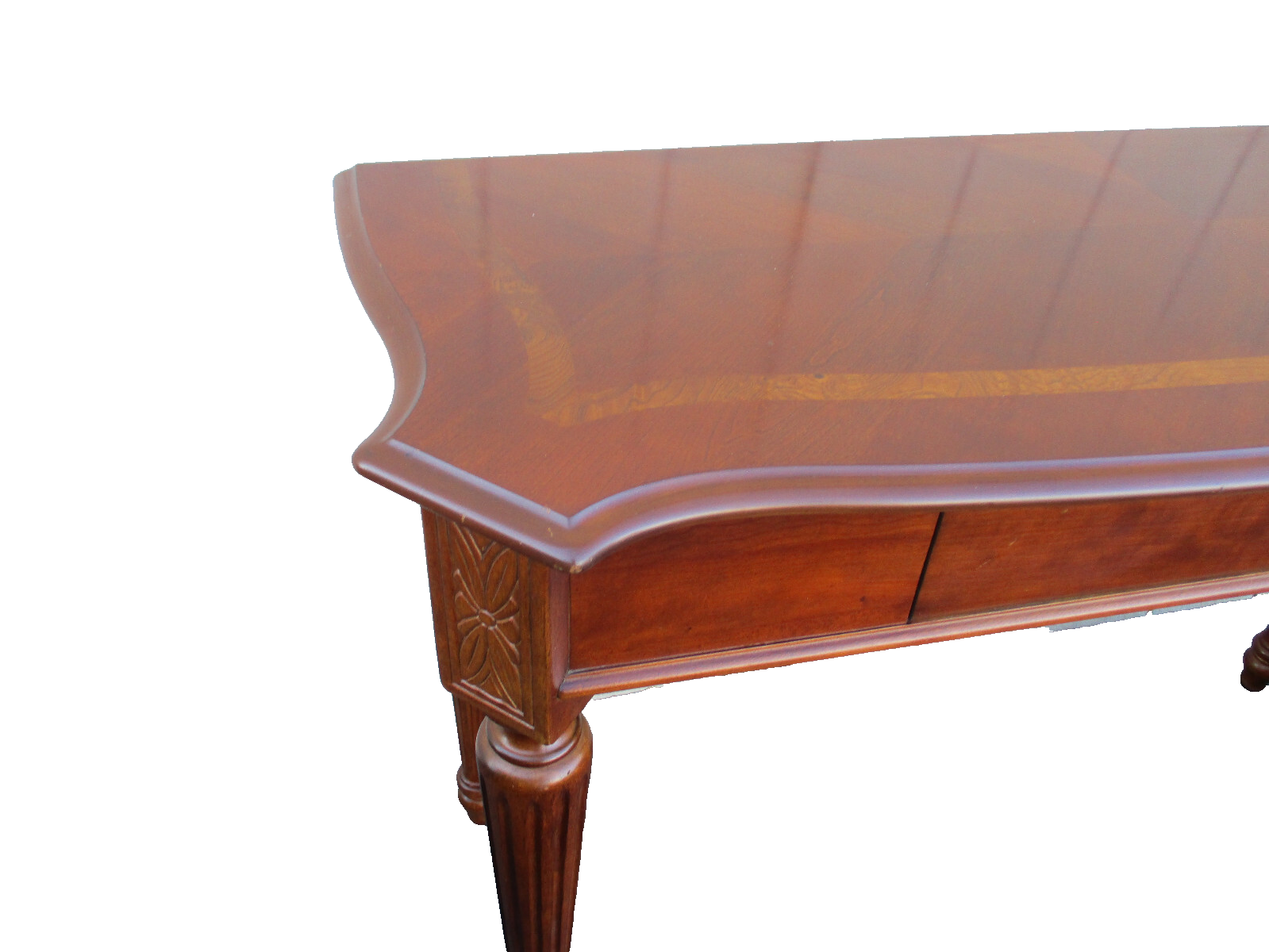 63917   Banded Mahogany Console Hall Table Stand
