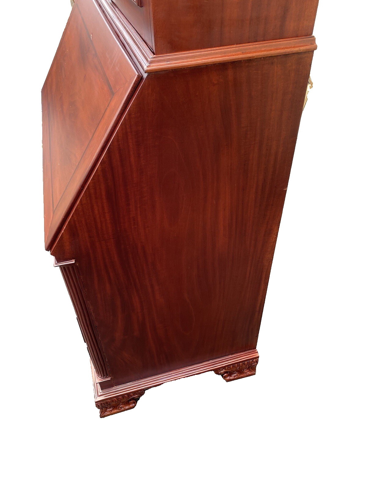 64897    Solid Mahogany 2 Piece Chippendale Secretary Desk w/ 2 Secret Drawers