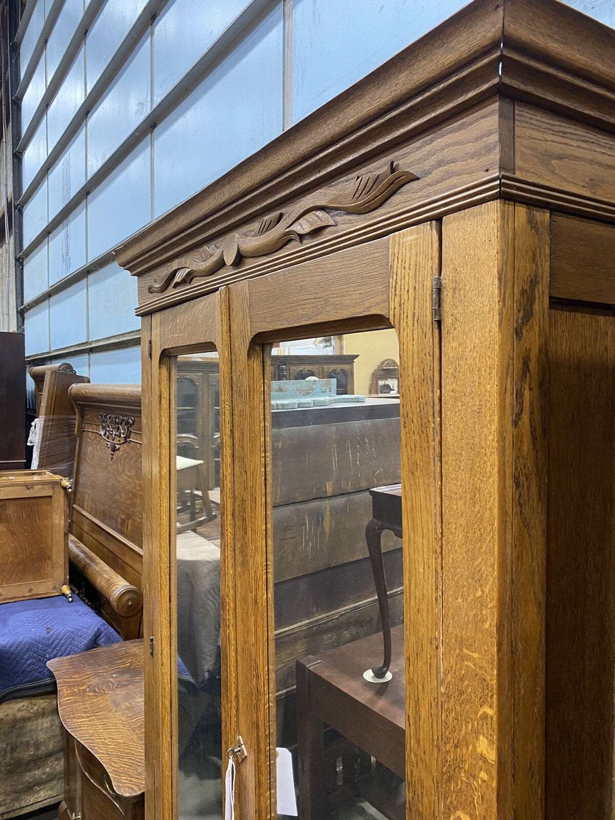 65564   Antique Victorian Oak 2 Door Wardrobe Cabinet