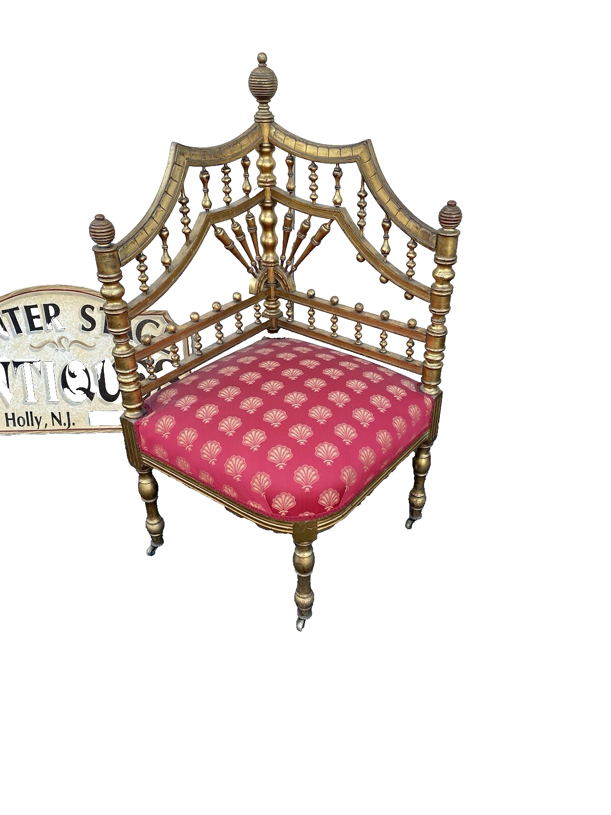 66148 Antique Victorian Stick and Ball Corner Chair