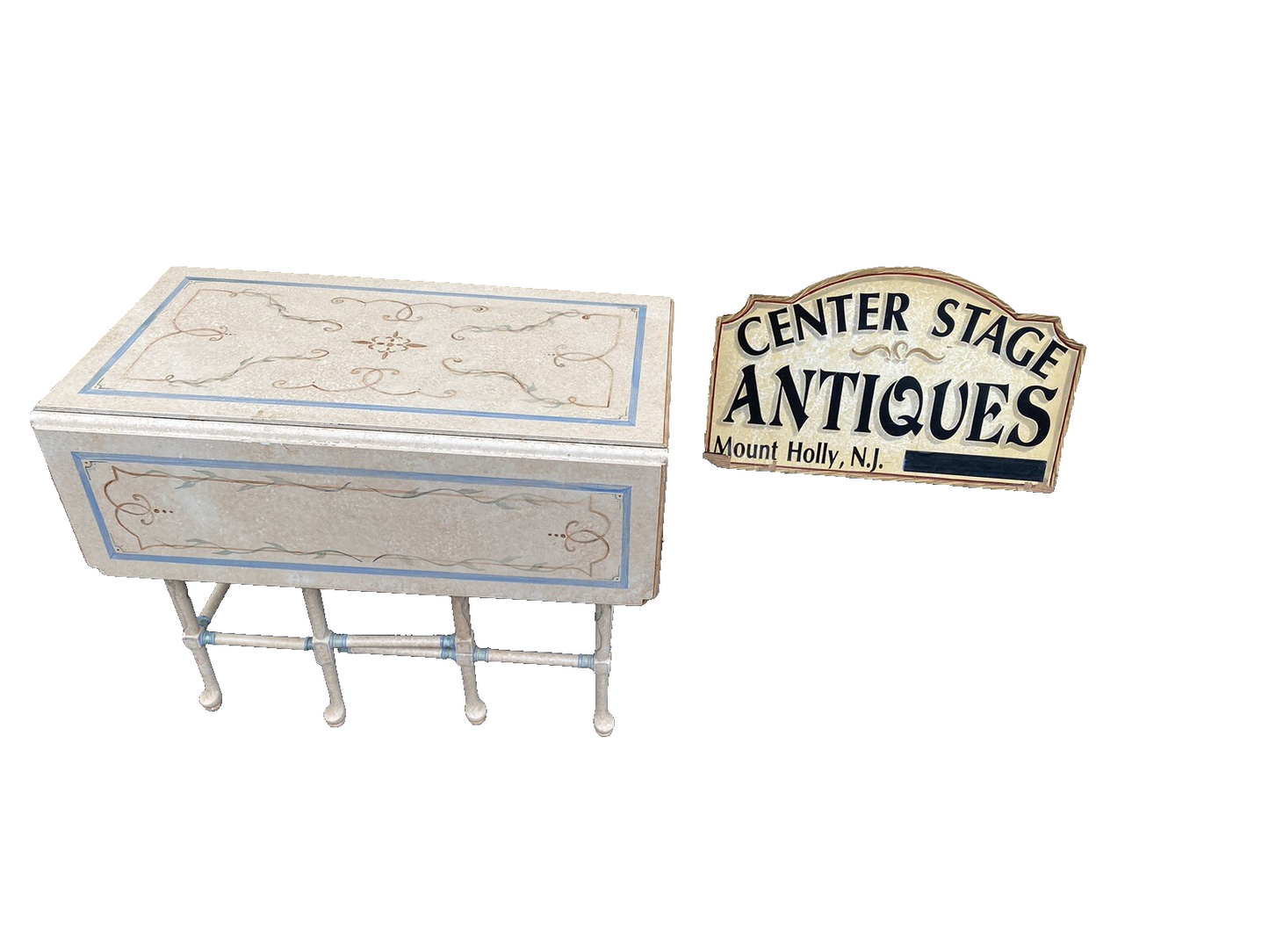 66040 Hand Painted Drop Leaf Coffee / End Table Stand