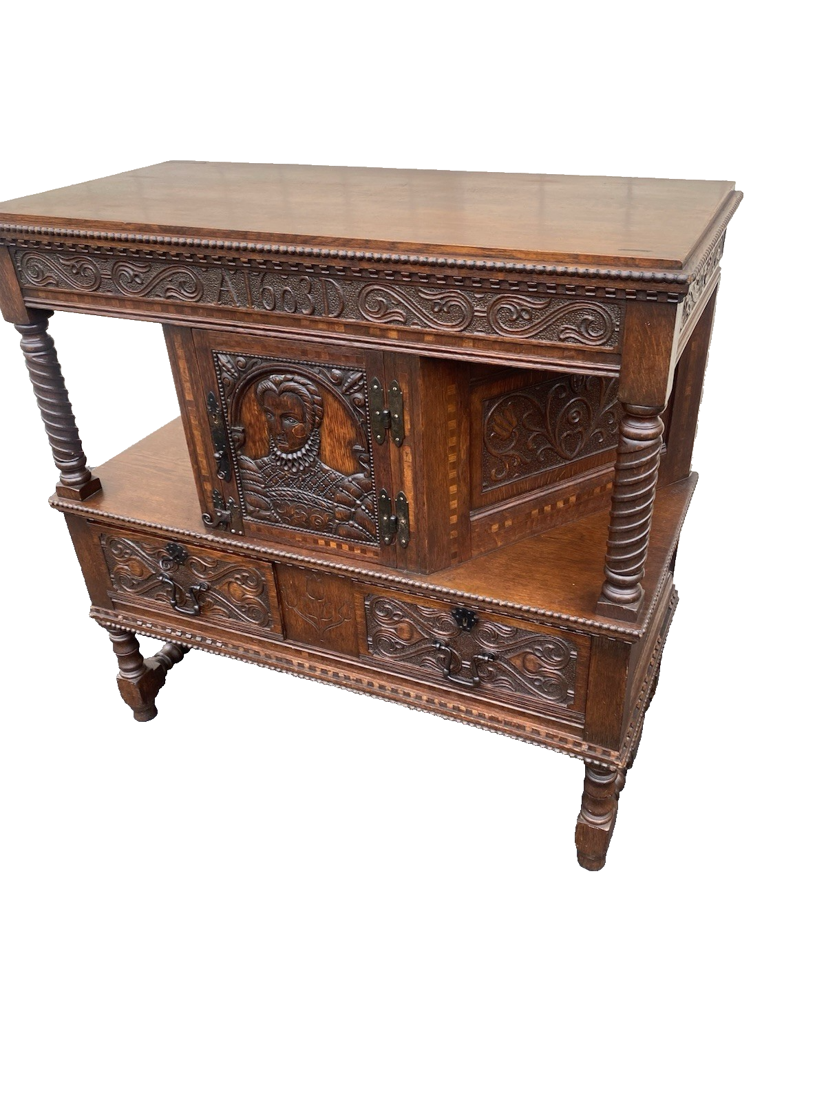 66495 Custom Hand Made Oak Cabinet Sideboard Server Chest