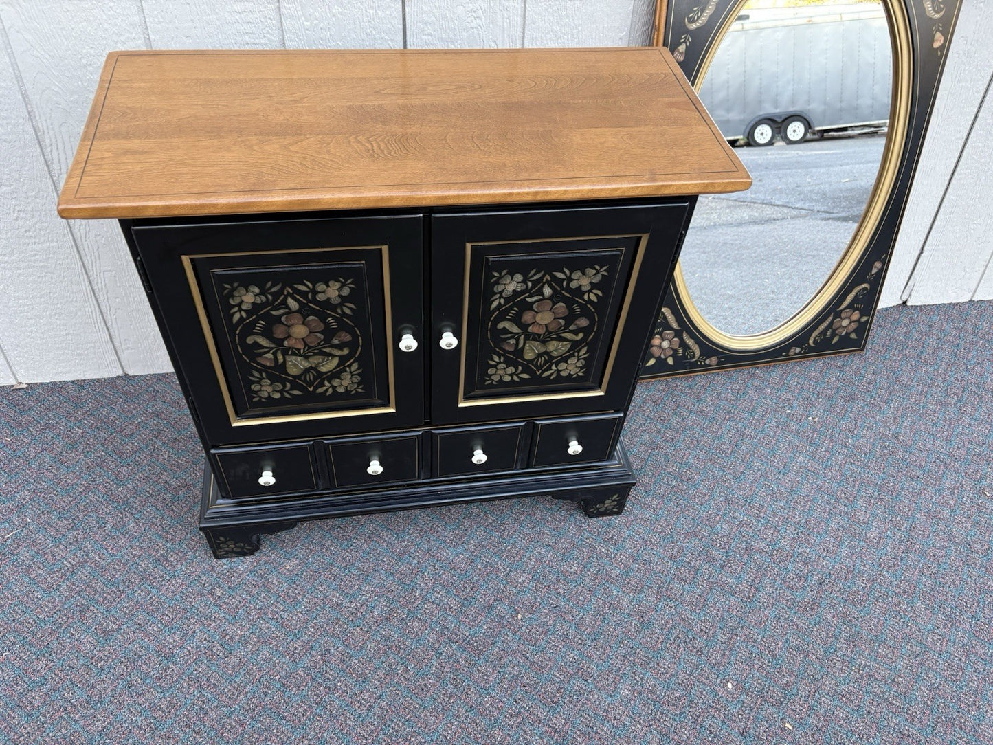 67128 ETHAN ALLEN Storage Cabinet Chest with Mirror