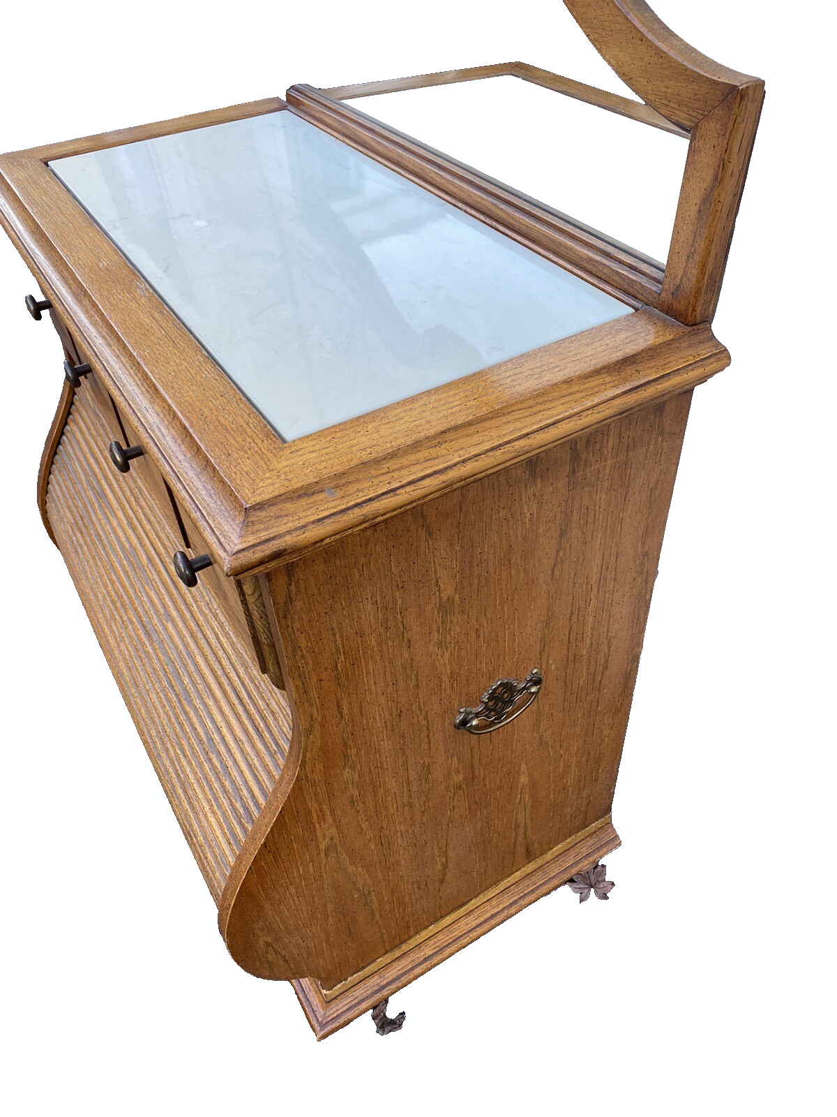 65039 Oak Marble Top Nightstand End Table with Tambor Door ROWE Furniture