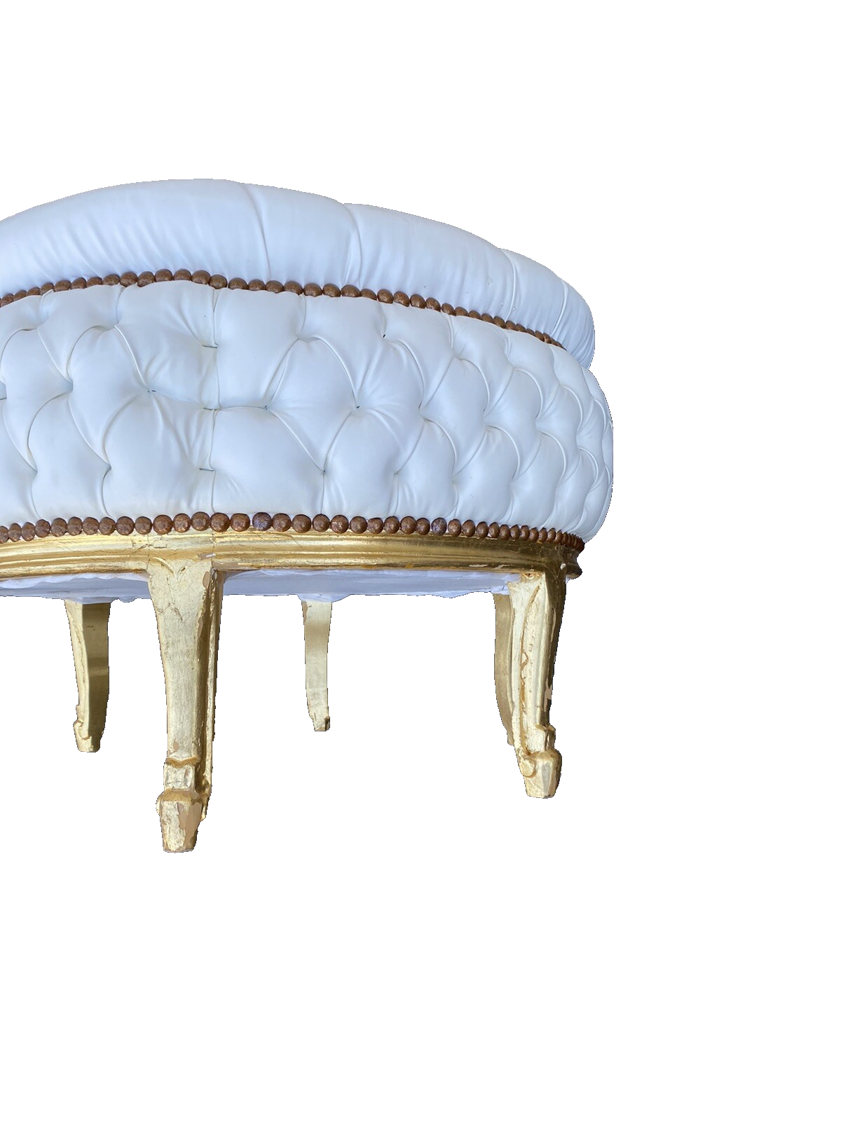 65422  Round Decorator Tufted Ottoman with Gold Legs