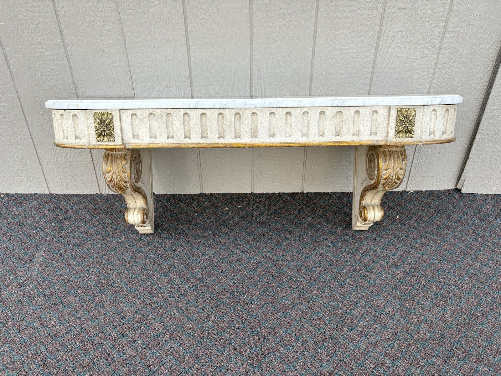 66591   Quality Wood Marble Top Wall Mantle Shelf