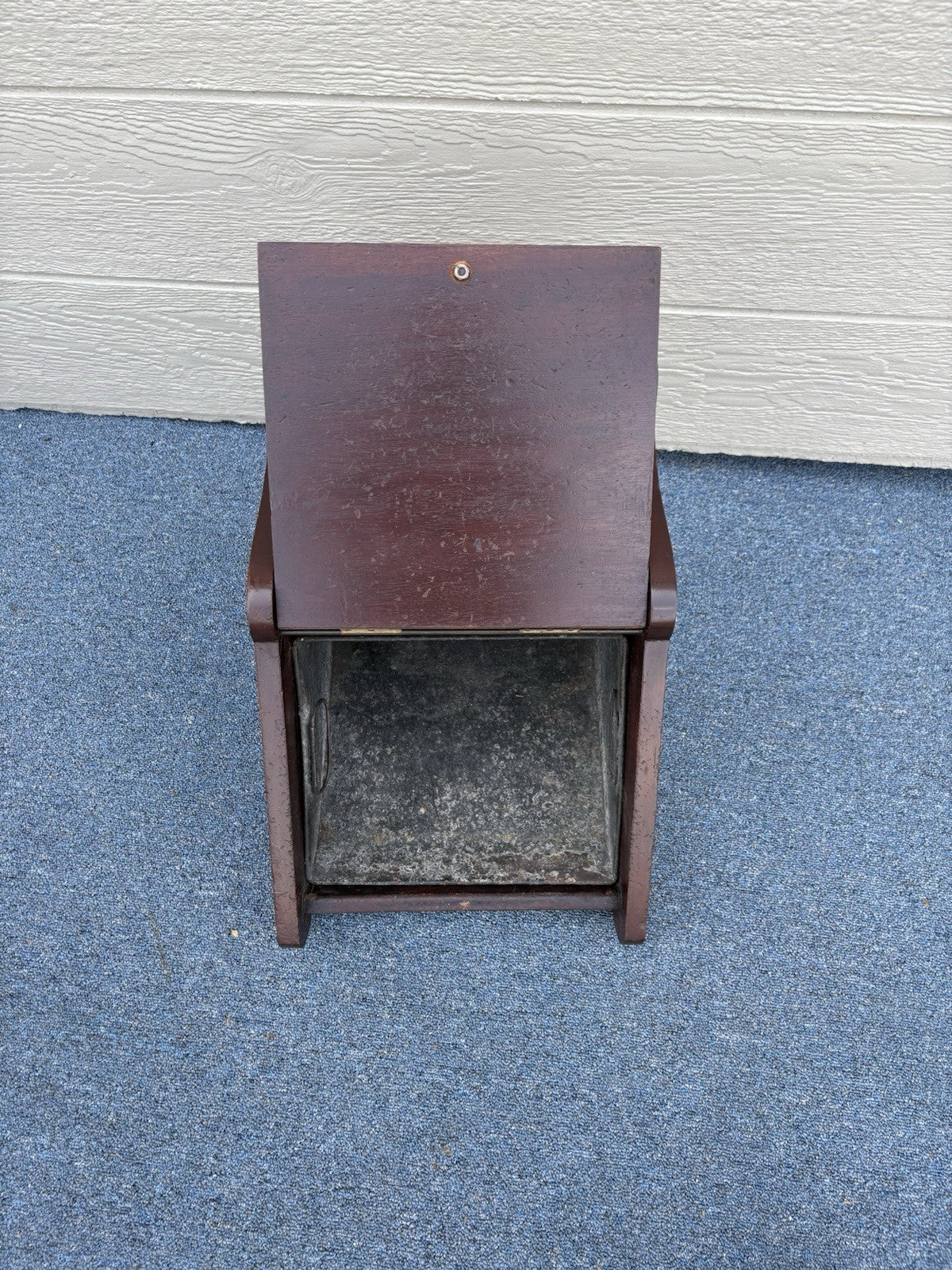 66553 Antique Hand Carved  Mahogany Coal Bin Storage Cabinet