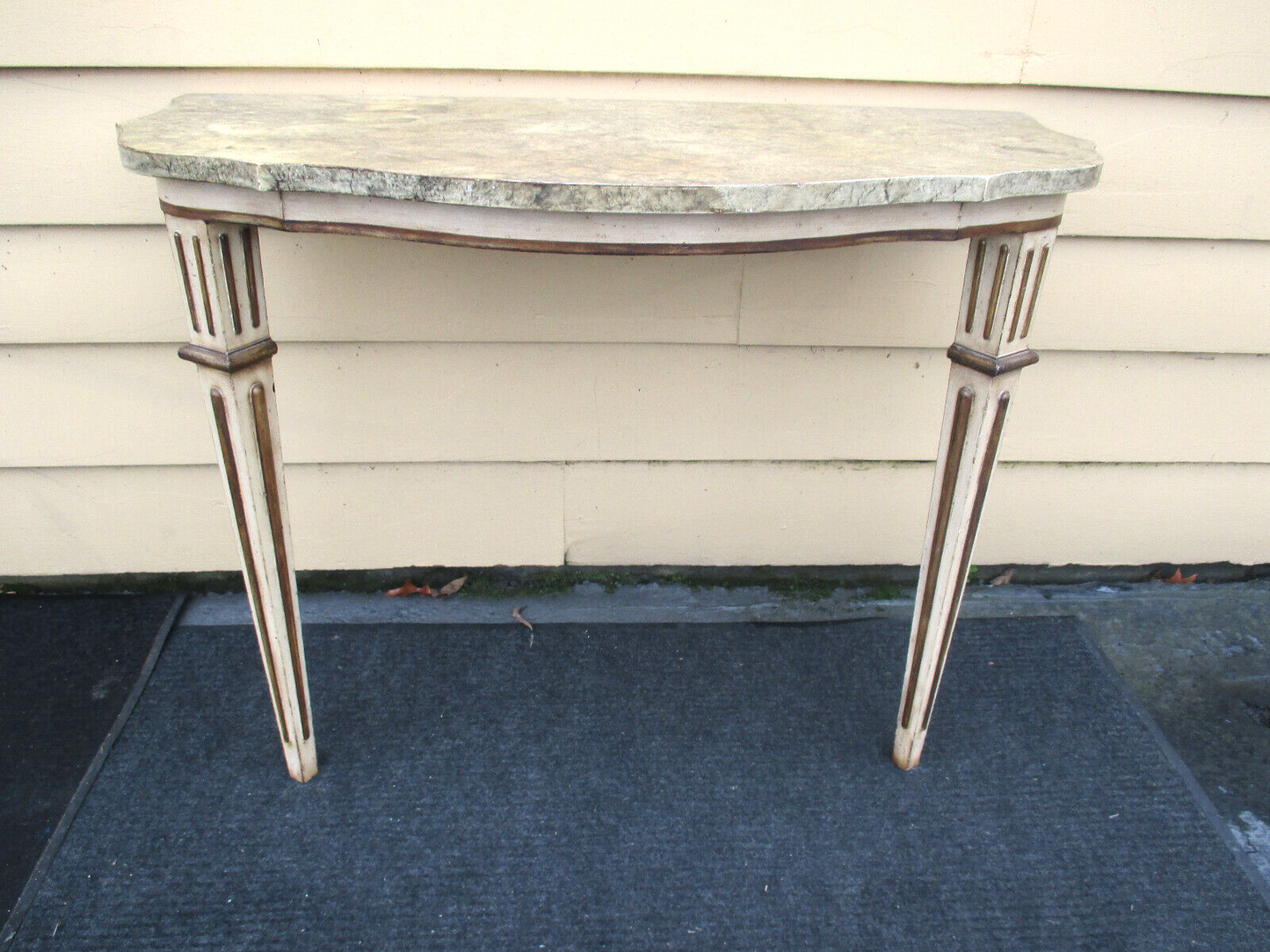 52535 Mid Century WOOD  Decorator Console Wall Table Stand