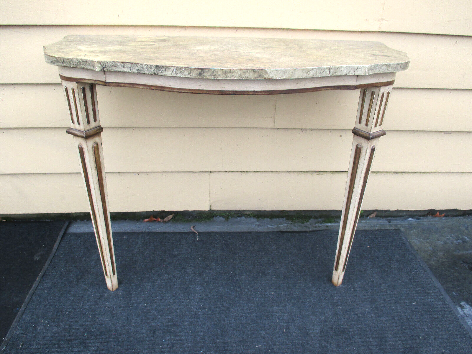 52535 Mid Century WOOD  Decorator Console Wall Table Stand