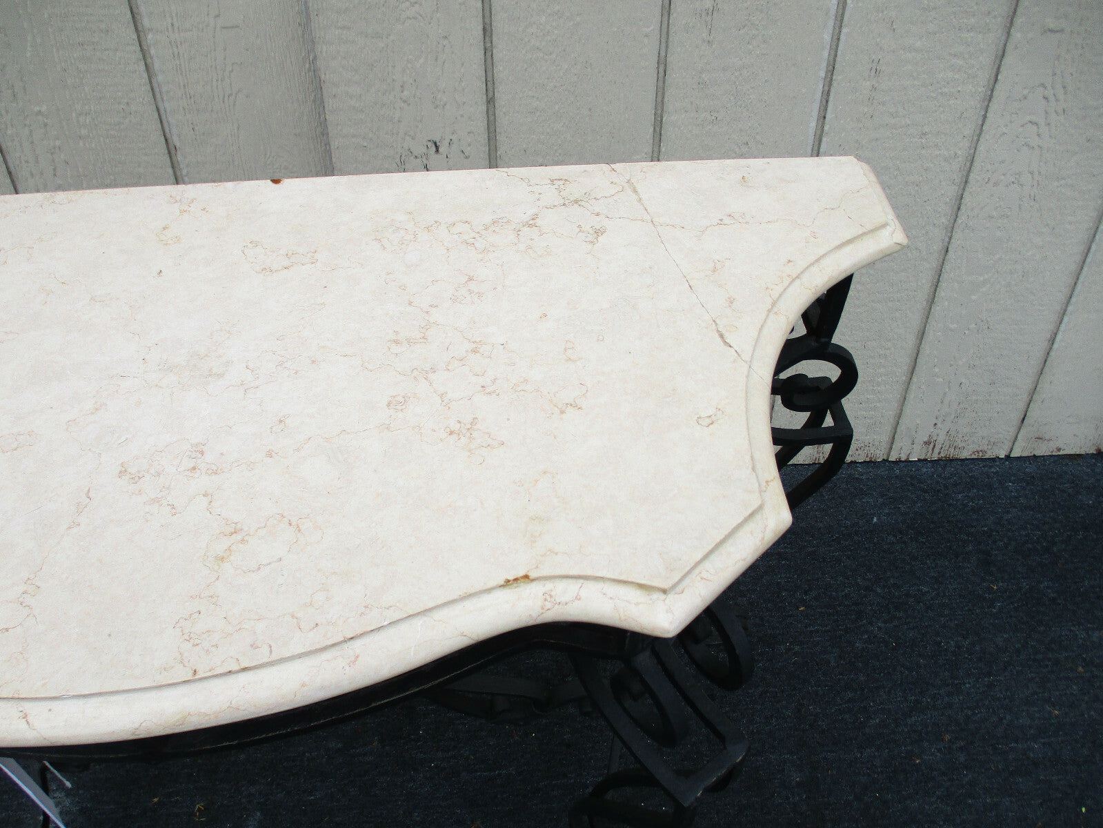 62809 Marble Top Console Table w/ Iron Base