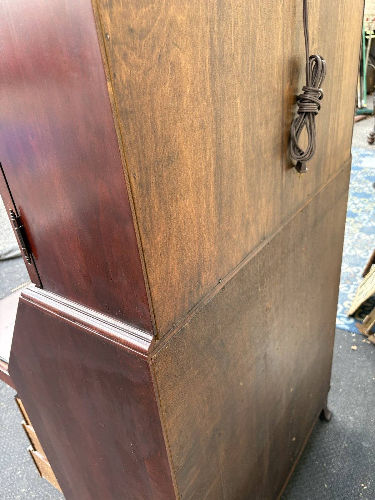 66641   Inlaid Mahogany Jasper Furniture Secretary Desk w/ Bookcase Top