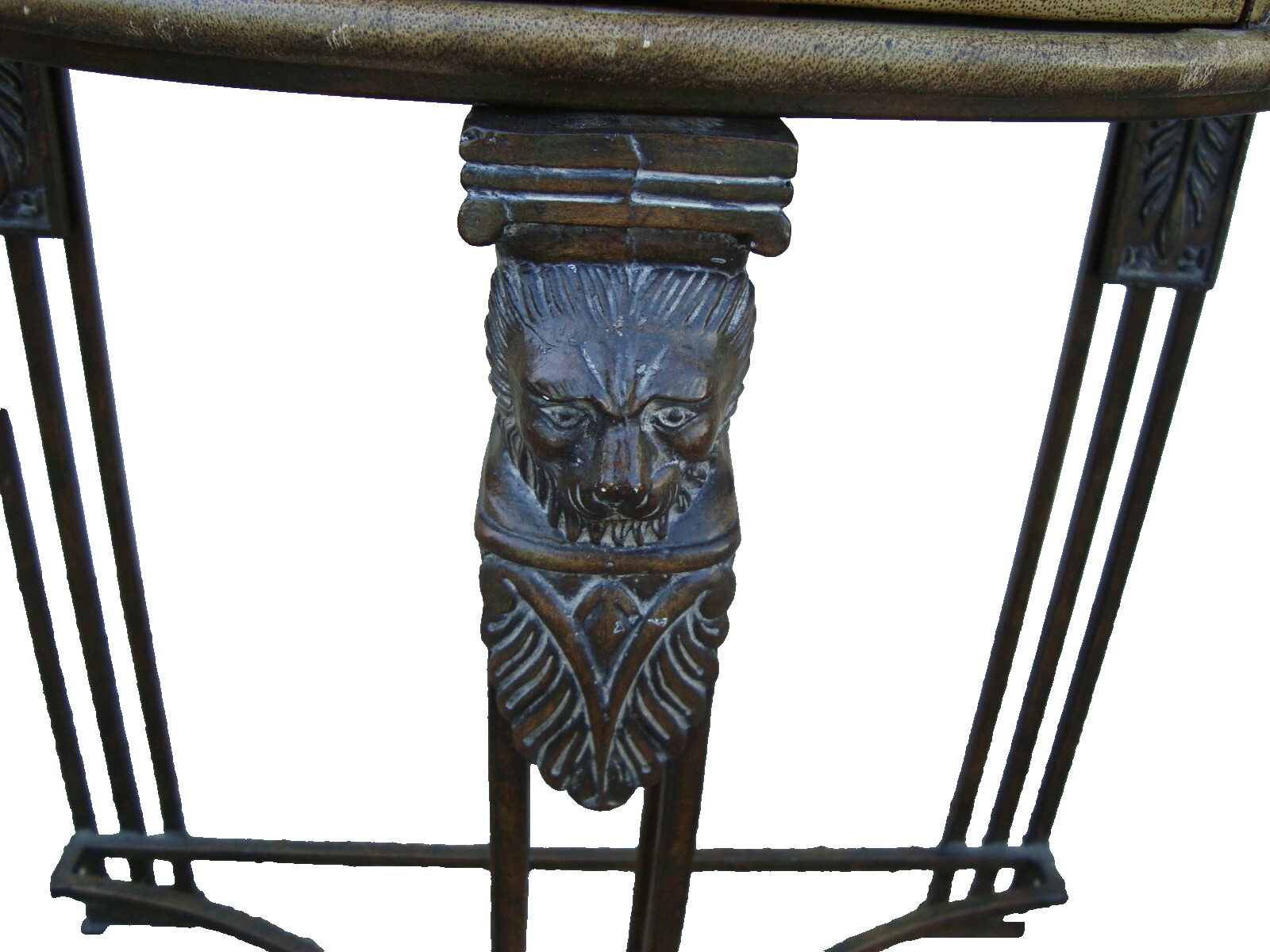 60439  Fancy Decorator Half Moon Console Table with Iron Figural base + Drawer