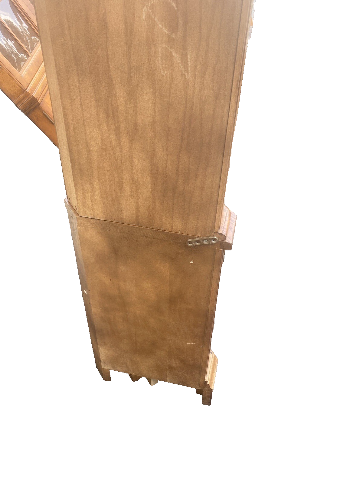 64573  PAIR Oak Corner Cabinet Curio s  With 3 wood and glass shelves each