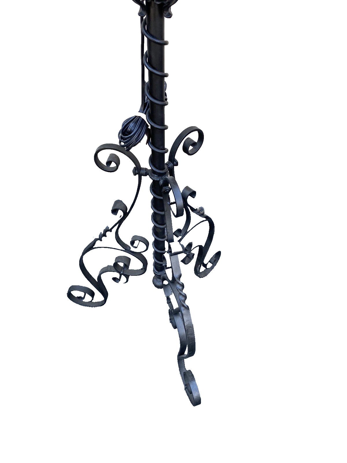 65482  Antique Victorian Piano Lamp Fancy Wrought Iron Base