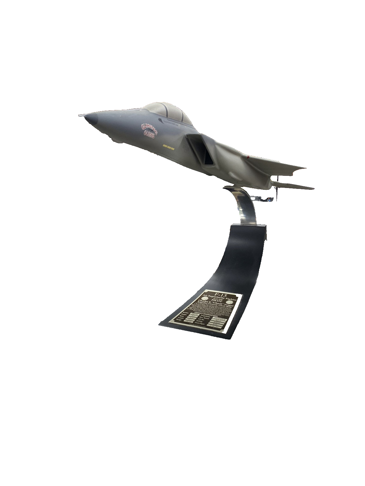 ES 215:    F 15 Jet Signed  CHUCK YEAGER  on Stand Airplane Plane  Danbury Mint