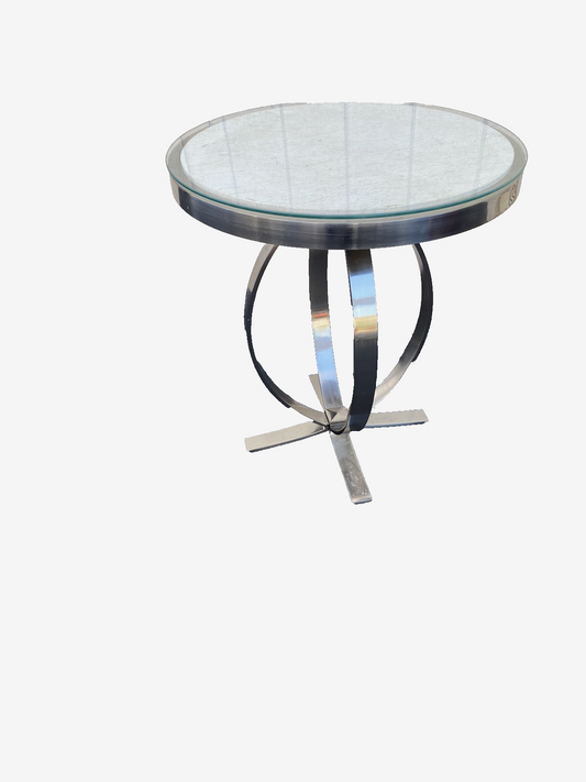 65722 Marble Top Modern Chrome and Marble Lamp Table Stand