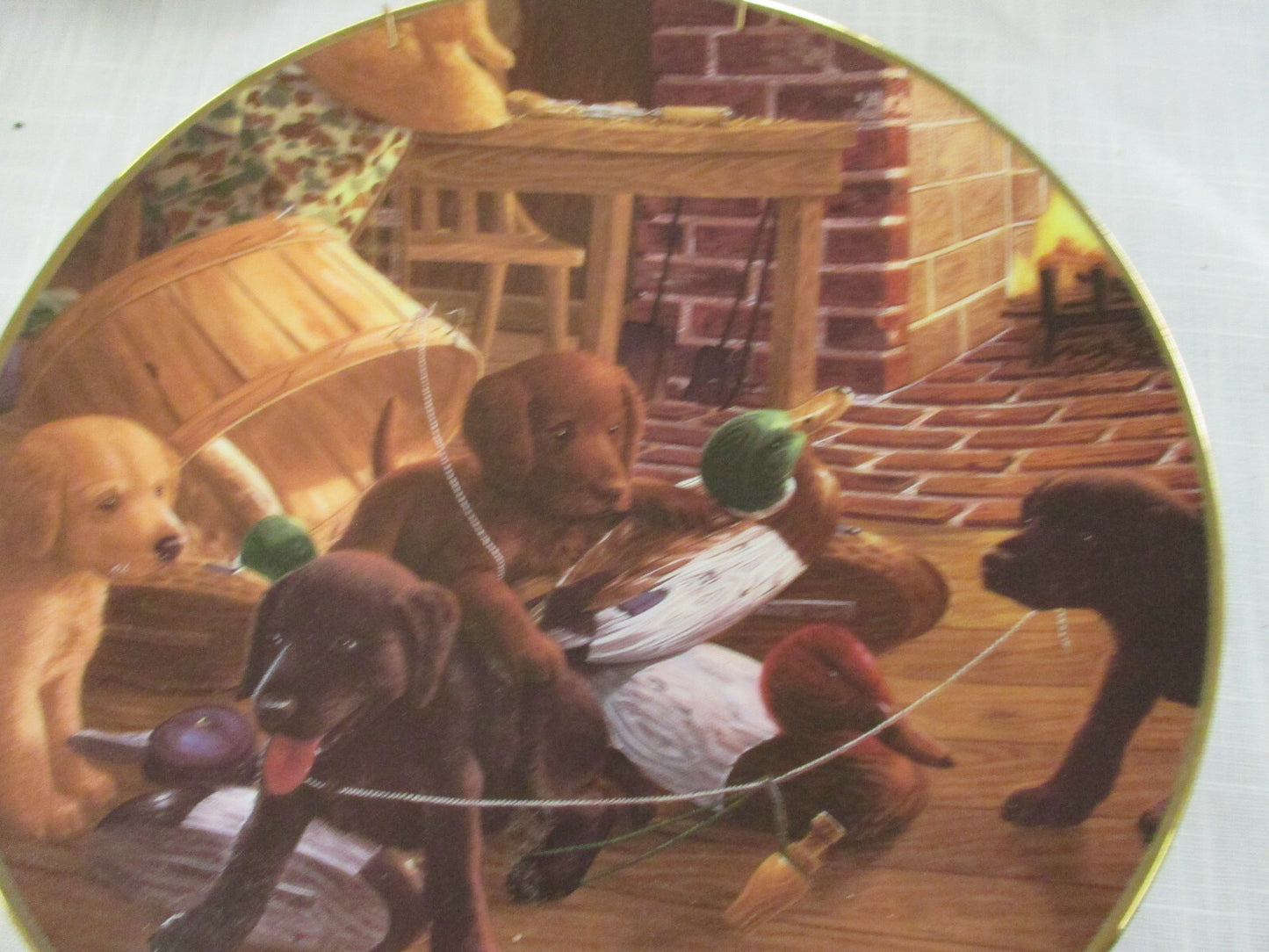 ES Set of 5 FRANKLIN MINT  Dog Porcelain Plates  8" diameter