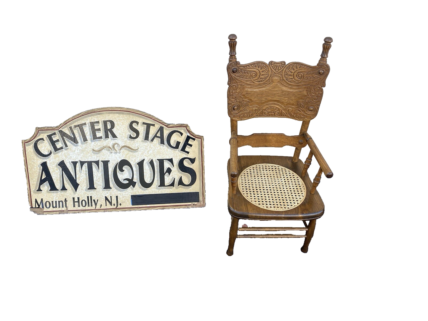65962 Antique Oak Childs Doll Youth Chair