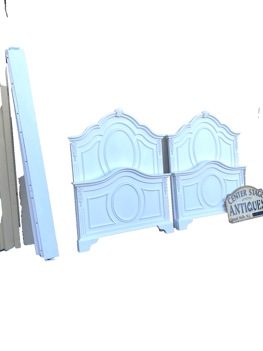 66151 Pair Fancy Twin Size Beds with Factory Finish