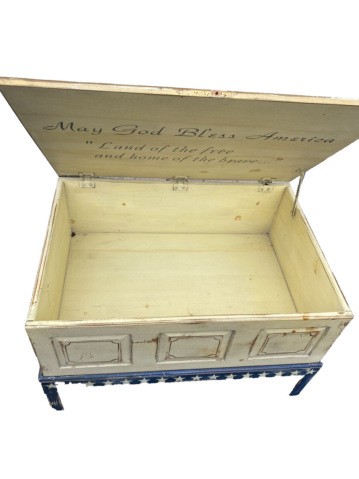 65174  Rustic  Primative Coffee Table with  STORAGE  Americana Flag Design