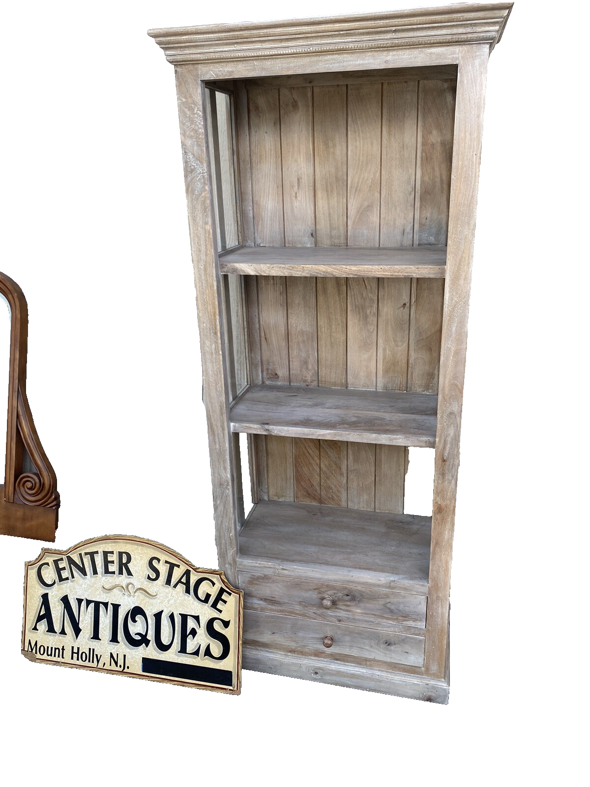 65631   Modern Rustic Bookcase Curio with Original Finish and 2 Drawers