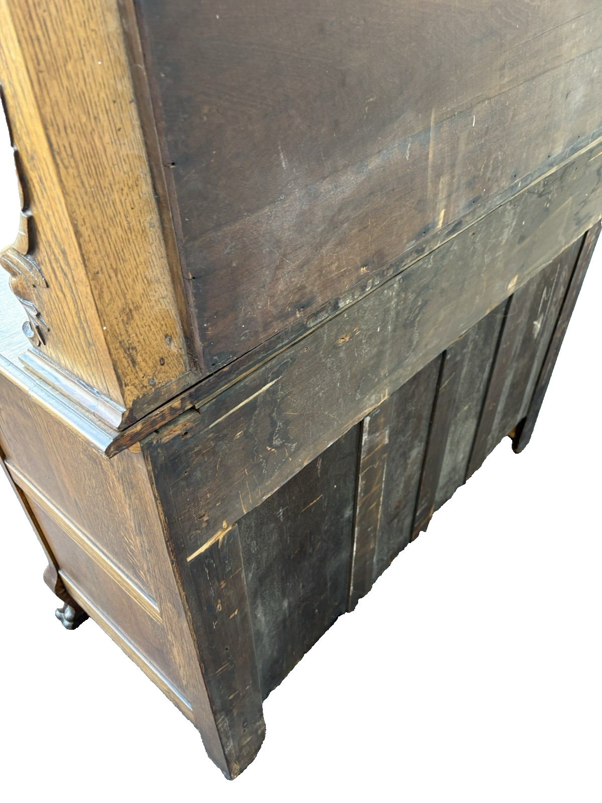 67012 Antique Victorian Oak Lion Head Buffet Sideboard Cabinet