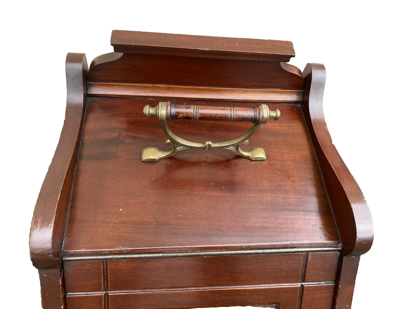 66553 Antique Hand Carved  Mahogany Coal Bin Storage Cabinet