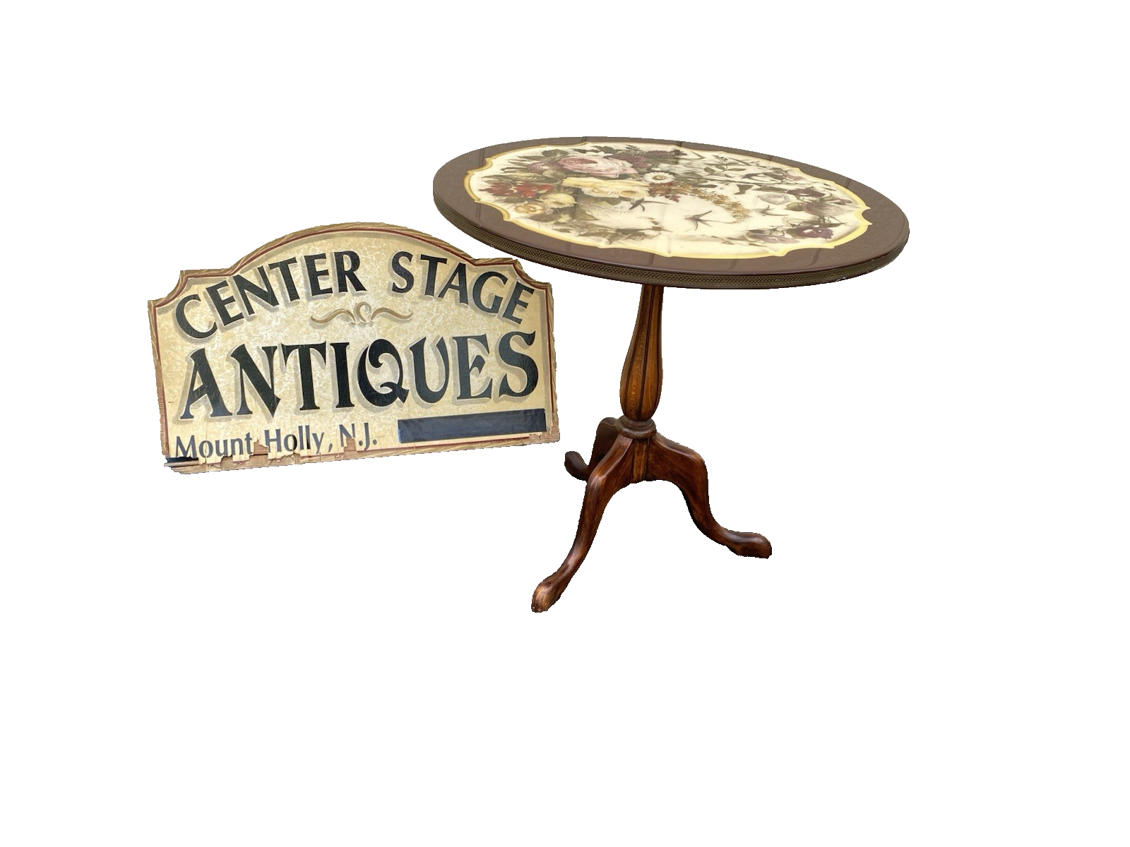 66616 Floral Pie Crust Lamp Table Stand