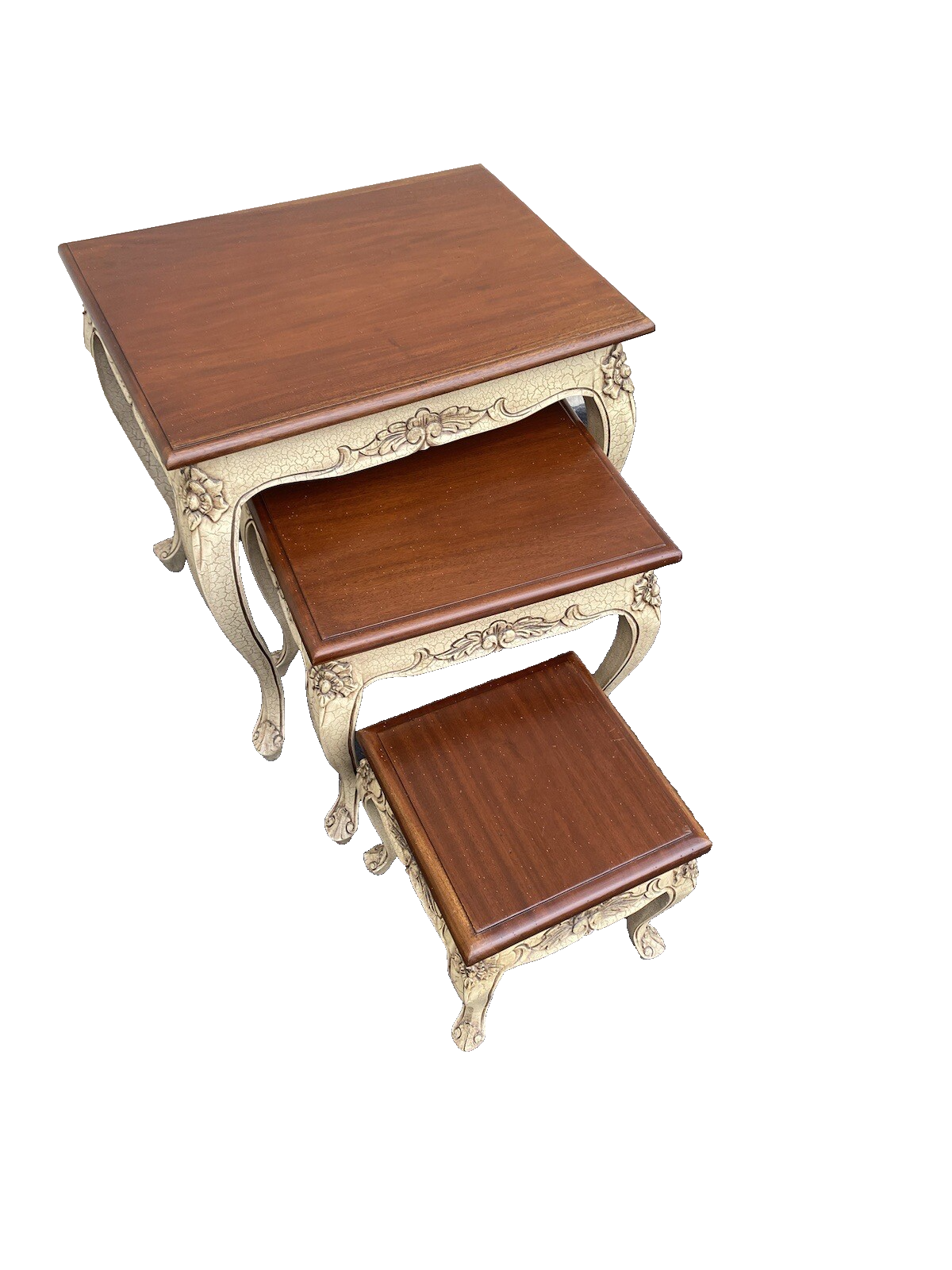 64673 Set Of 3 French Country Nesting Stacking Tables